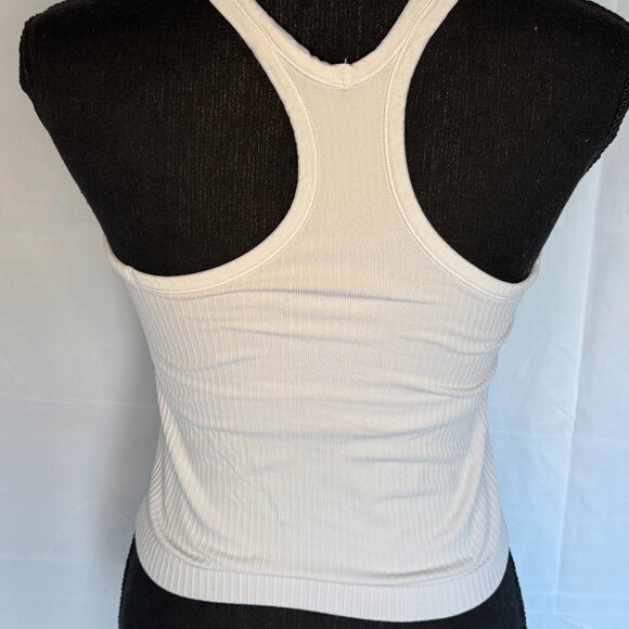 Athletic White Cropped Tank Top Ribbed Size Small - 0340 - Picture 2 of 2